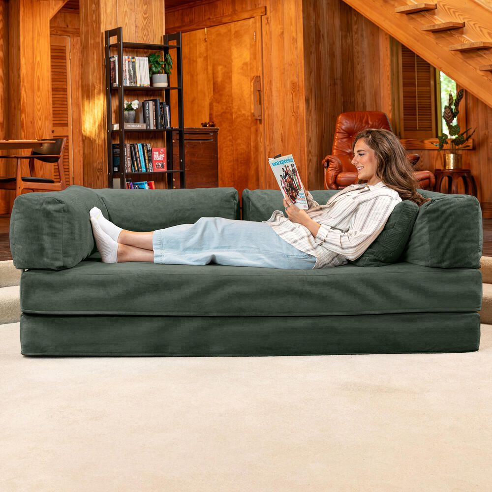 Jaxx Unsofa Stationary Loveseat in Forest Dark Green, , large