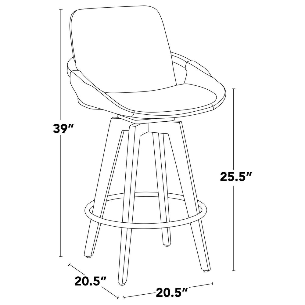 LumiSource Cosmo 26" Swivel Counter Stool with Camel Upholstery in Black (Set of 2), , large