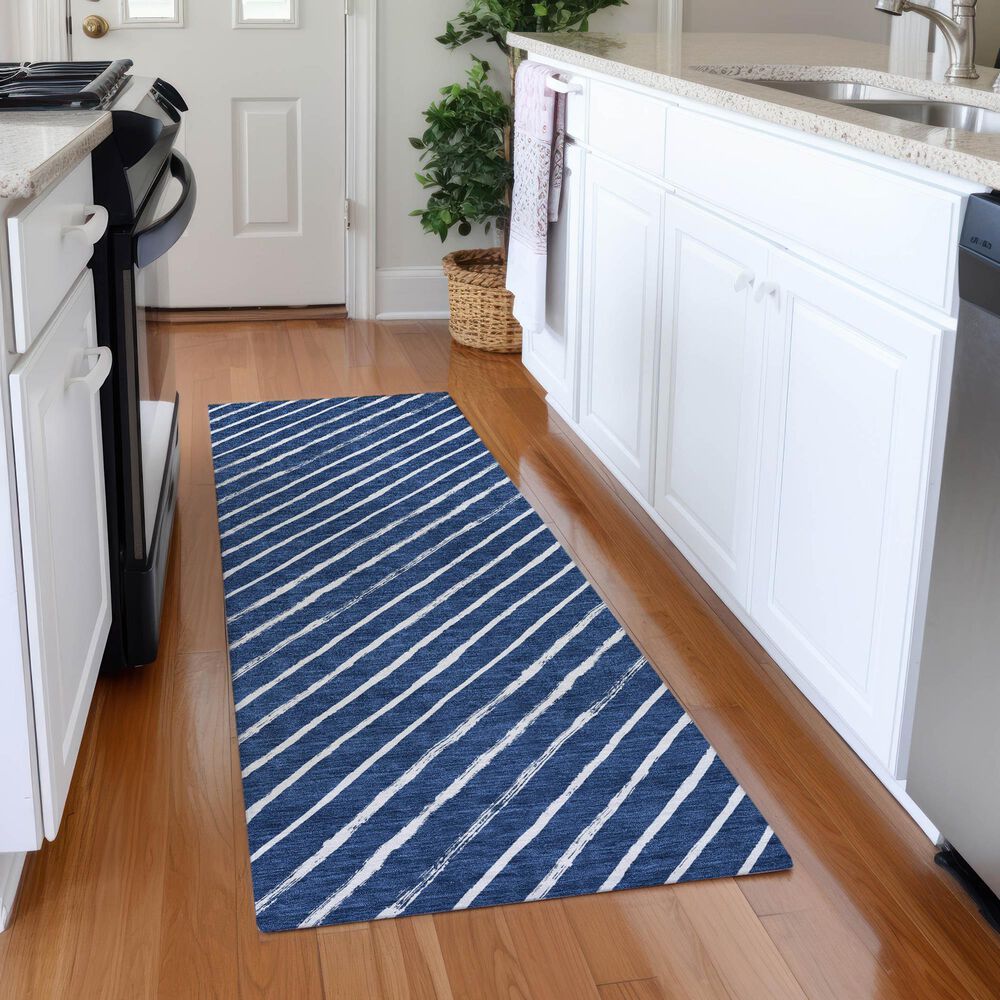 Dalyn Rug Company Wonderland WN27 2&#39;3&quot; x 7&#39;6&quot; Navy Indoor/Outdoor Runner, , large