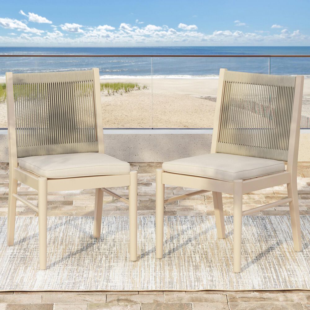 Hearth and Haven Cordoba Outdoor Dining Chair in Beige (Set of 2), , large