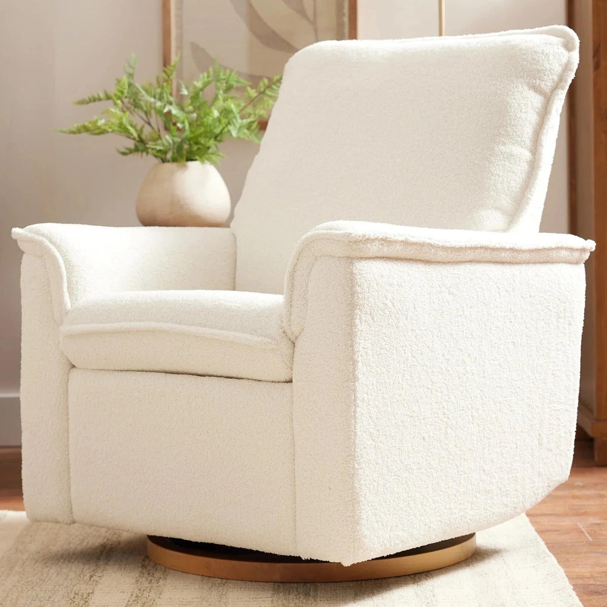 Baby Appleseed Anza Power Nursery Swivel Recliner in Snow