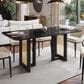 Rta Products Llc Modern Dining Table with Painted Glass Top in Black and Gold, , large
