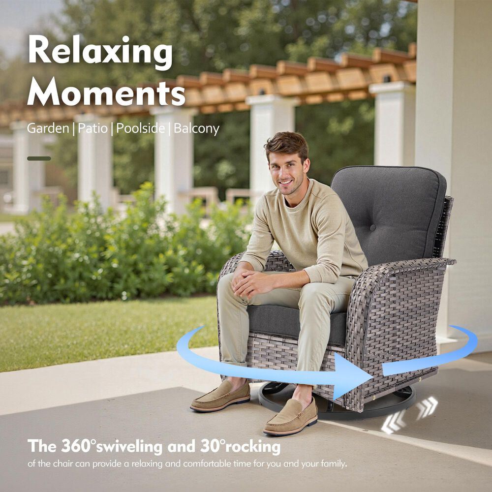 HOMLUX 9-Piece Outdoor Conversation Set in Black, , large