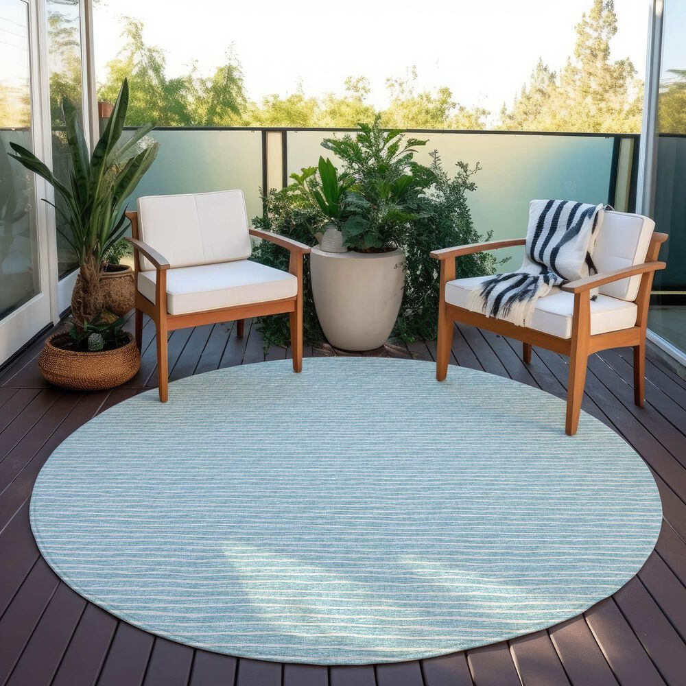 Dalyn Rug Company Laidley 8&#39; Round Sky Blue Indoor/Outdoor Area Rug, , large