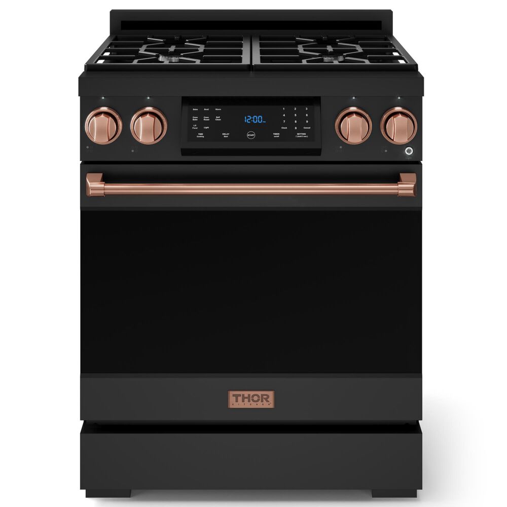 Thor Kitchen Gordon Ramsay 4.55 Cu. Ft. 30" Professional Liquid Propane Range with Rose Gold Handle Kit in Black, , large