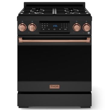 Thor Kitchen Gordon Ramsay 4.55 Cu. Ft. 30" Professional Liquid Propane Range with Rose Gold Handle Kit in Black, , large