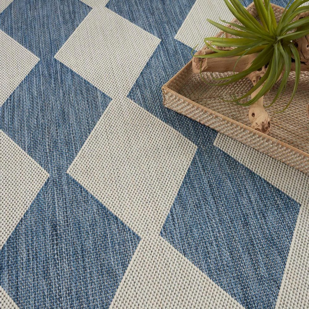 Nourison Positano Geometric Navy Blue 7&#39; x 10&#39; Indoor/Outdoor Area Rug, , large