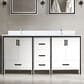 Lexora Home Ziva 72" Double Bathroom Vanity in White with 2 cm White Cultured Marble Top and Rectangular Sinks, , large