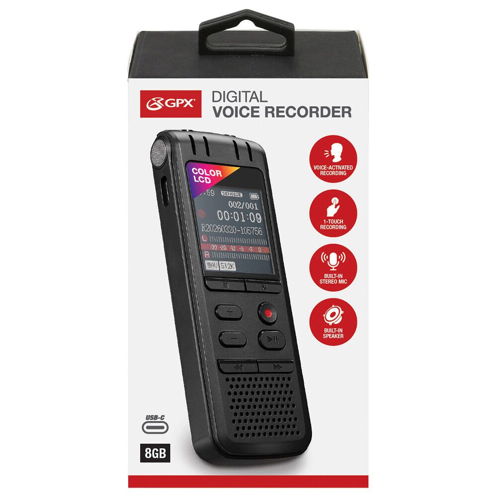 GPX Digital Voice Recorder in Black, , large