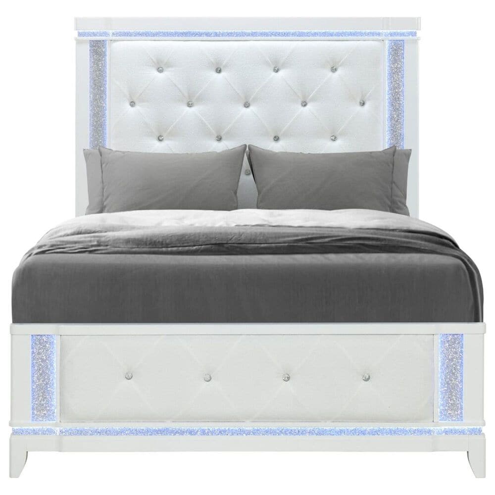 Global Furniture USA Alina Full Panel Bed with LED in White, , large