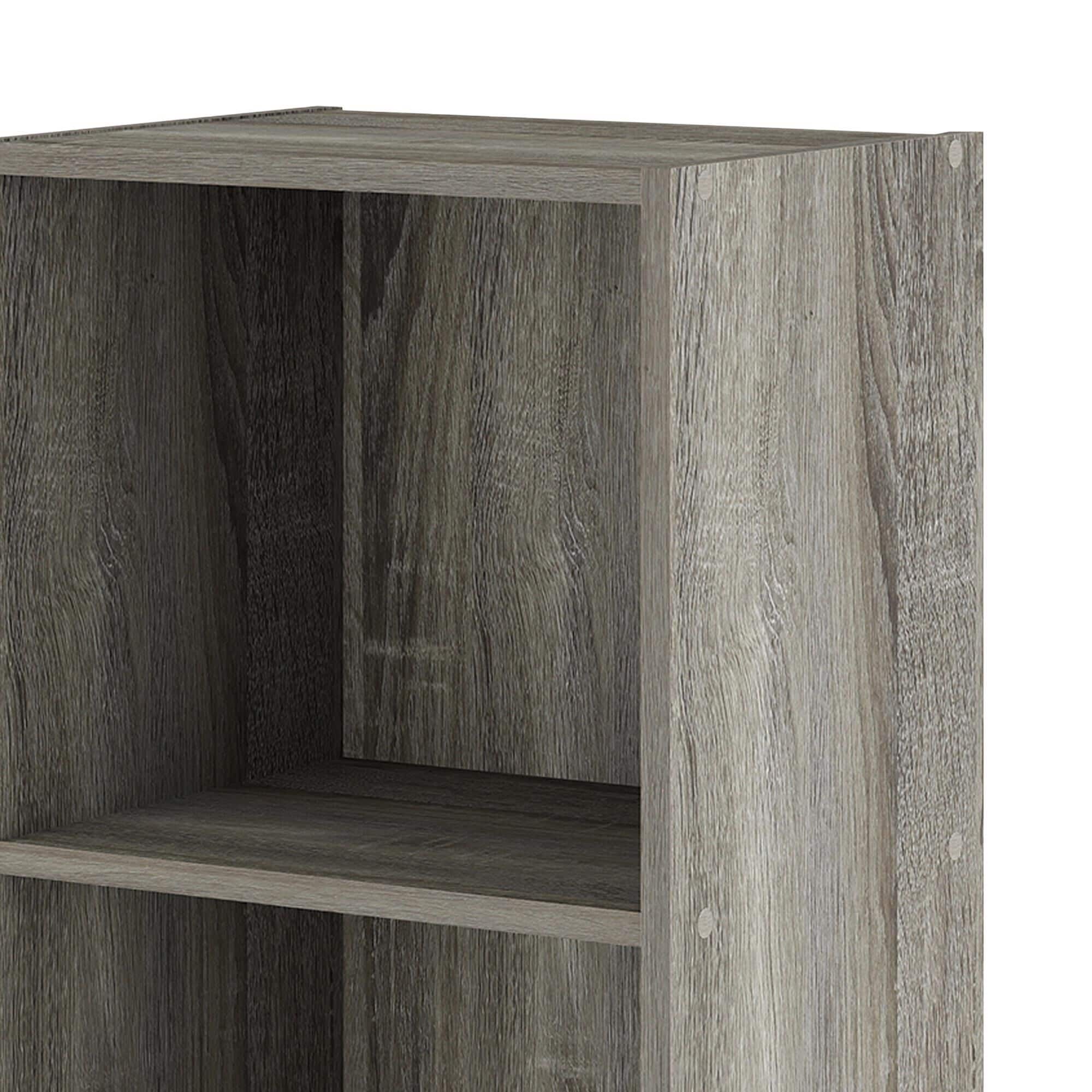 Noviland 3-Tier Bookcase with Decorative Open Shelves in French Oak