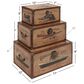 Maple and Jade 3-Piece Transportation Vintage Decorative Trunk in Matte Brown and Gold, , large