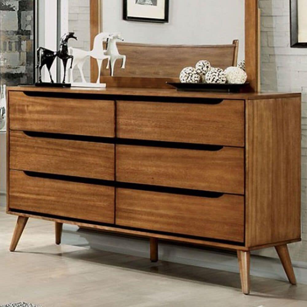 Furniture of America Lennart 6-Drawer Dresser in Oak, , large