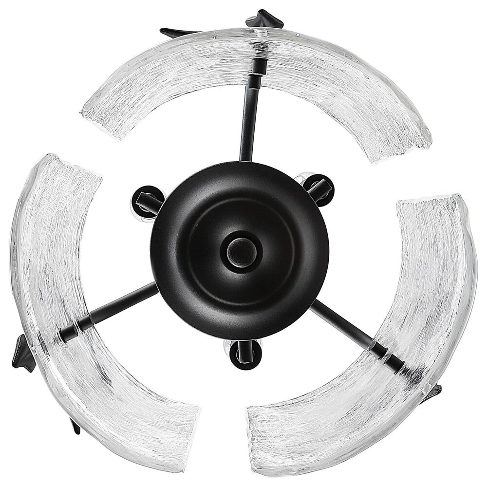 Golden Lighting Calla 3-Light Wide Pendant with Hammered Water Glass Shade in Natural Black, , large