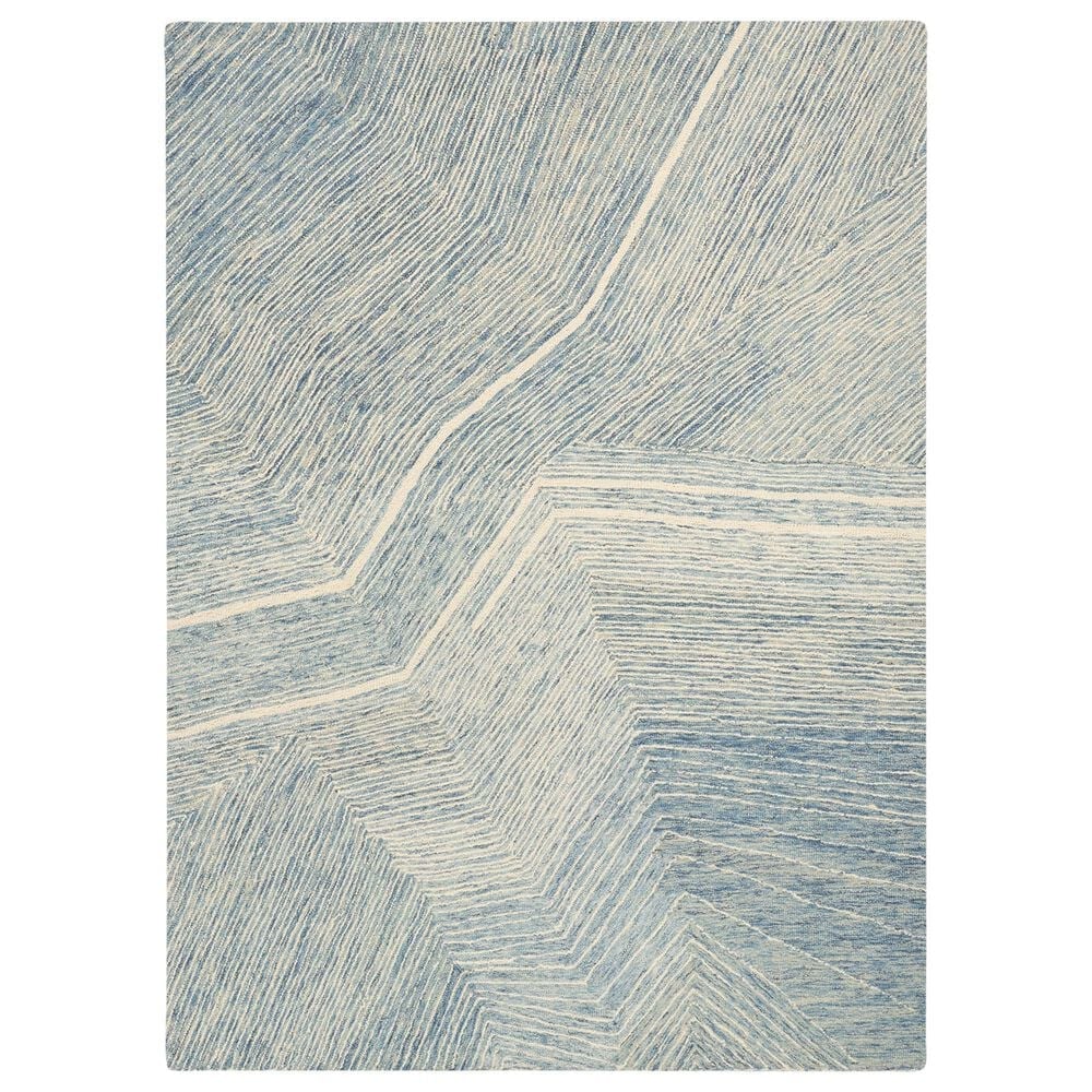 Nourison Pure Angles Ivory and Blue 5"3" x 7"3" Area Rug, , large