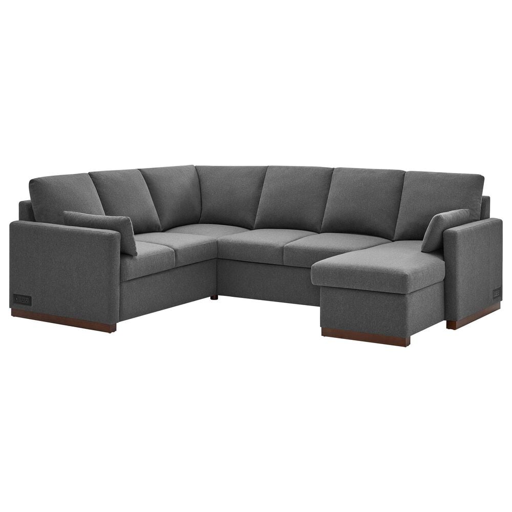Lifestyle Solutions Edgewood Stationary Convertible Sleeper Sectional in Charcoal, , large