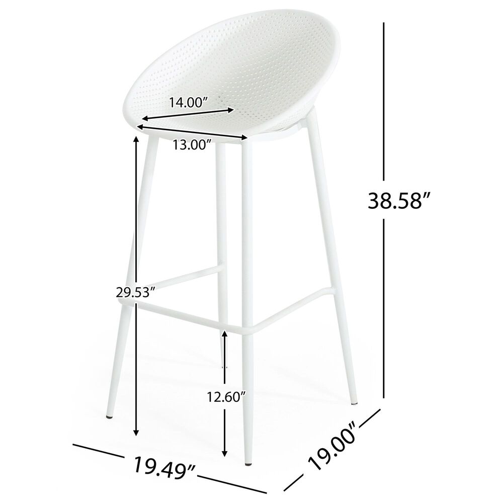 Hearth and Haven Gable Outdoor Barstool with Metal Frame in White (Set of 2), , large