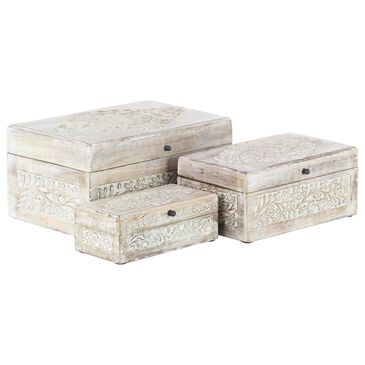 Maple and Jade Coastal Box in Whitewashed (Set of 3), , large