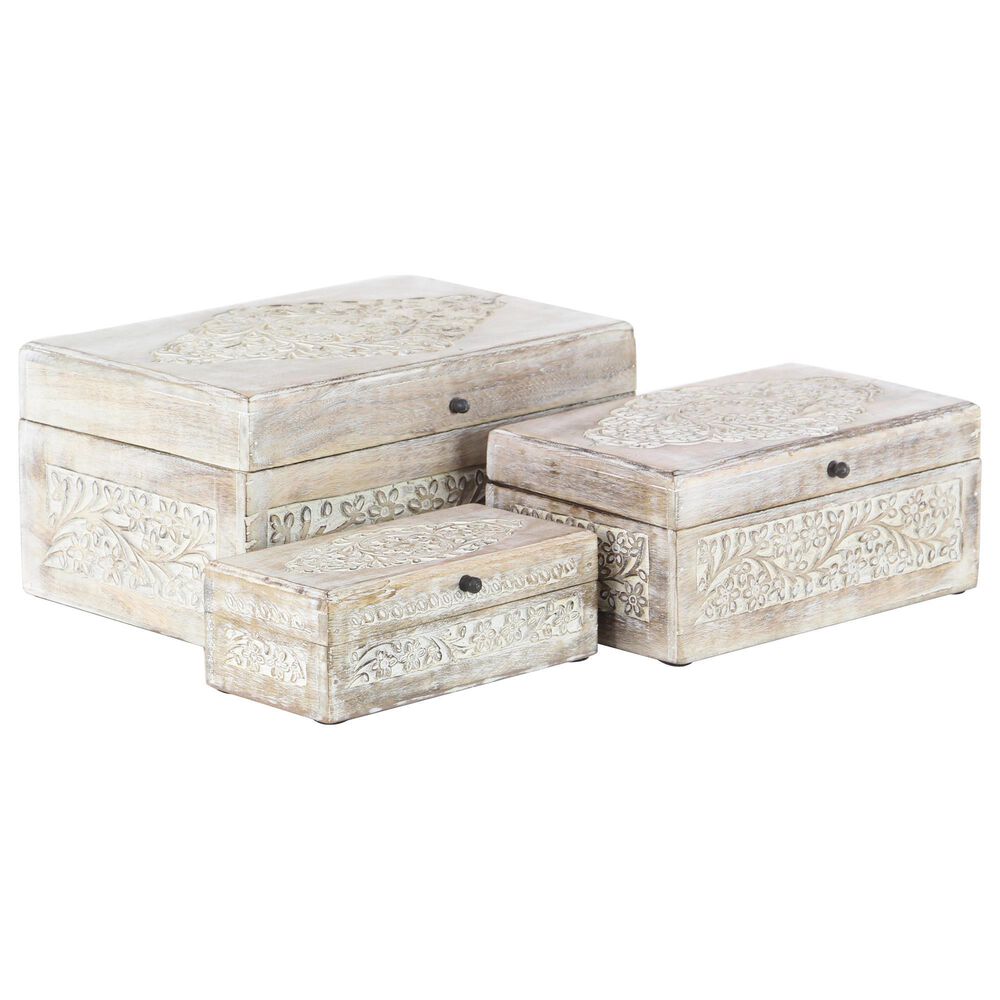Maple and Jade Coastal Box in Whitewashed (Set of 3), , large