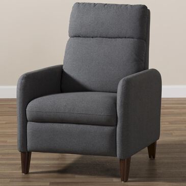 Baxton Studio Casanova Upholstered Lounge Reclining Chair in Grey, , large