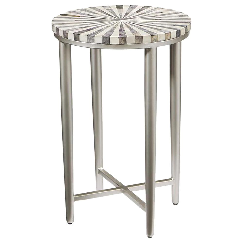 Shell Island Furniture Accent Table in Gray Bone and Antique Silver, , large