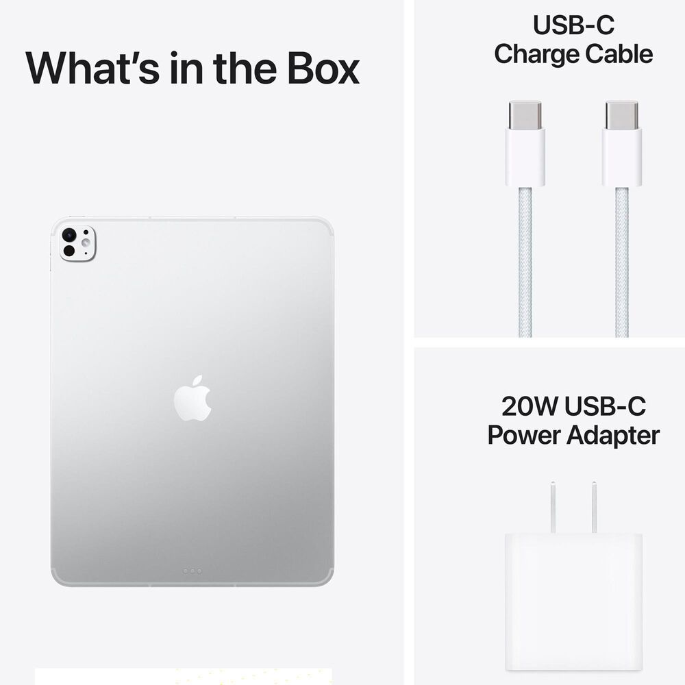 Apple 13" iPad Pro | Apple M5 Chip - Wi-Fi + Cellular 512GB with Standard Glass in Silver (latest Model) and 2-Year AppleCare+, , large