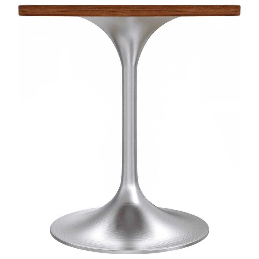 Leisuremod LeisureMod Verve Collection 27 Round Dining Table, Brushed Chrome Base with Cognac Brown MDF Top, , large