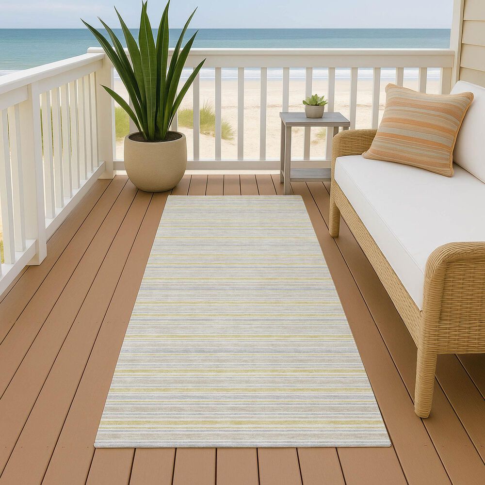 Dalyn Rug Company Soft Essentials Striped Wheat 2'3" x 7'6" Indoor/Outdoor Runner, , large