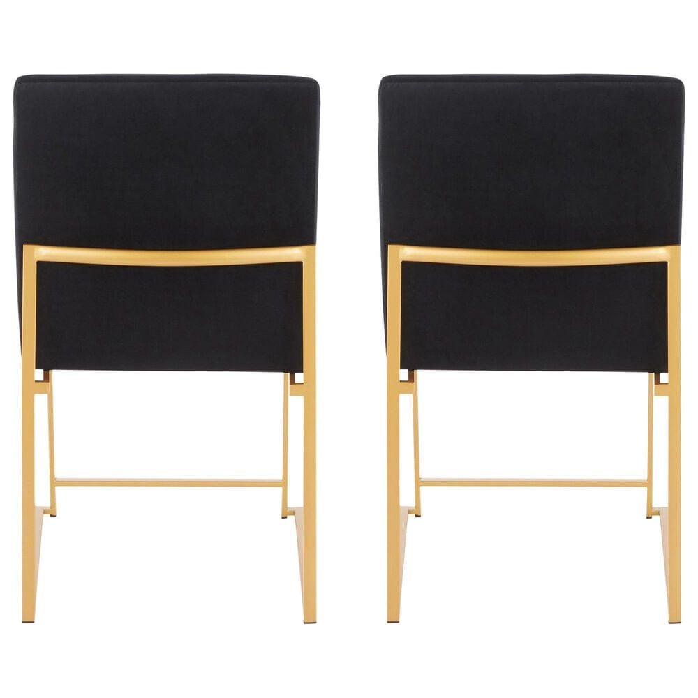 LumiSource Fuji Side Chair with Black Velvet Cushion in Gold (Set of 2), , large