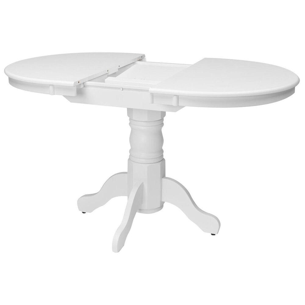 CorLiving Dillon Pedestal Dining Table with Leaf in White - Table Only, , large