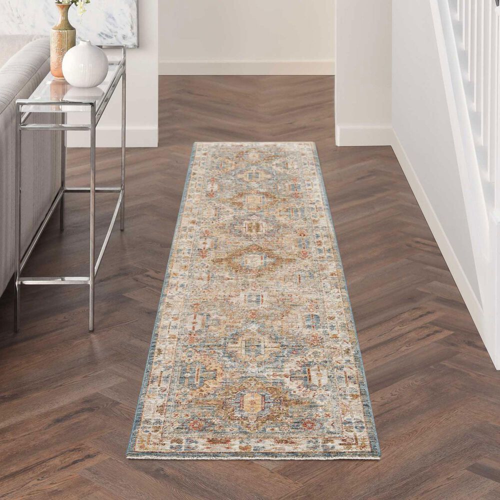 Nourison Sahar SHR01 2&#39;3&quot; x 10&#39;2&quot; Blue Runner, , large