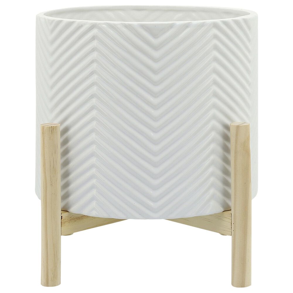 Sagebrook Home 12" Planter with Stand in White, , large