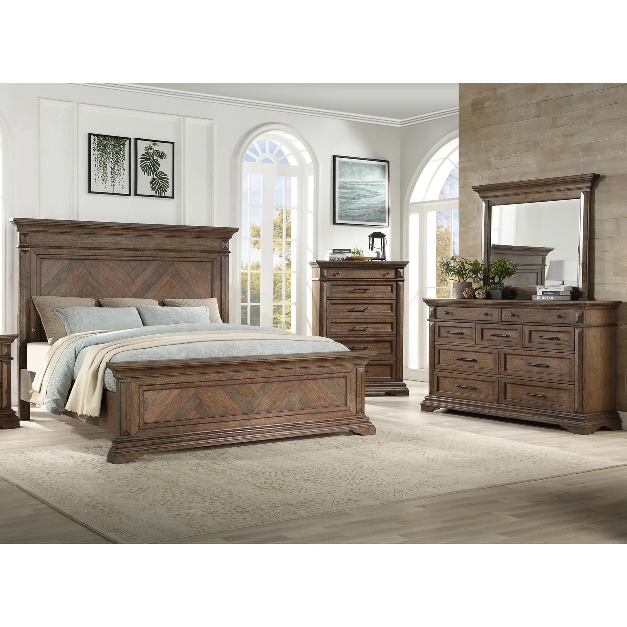 Walnut queen bedroom set discount