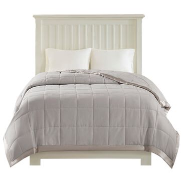 Hampton Park Windom Full/Queen Down Alternative Blanket with Satin Trim in Grey, , large