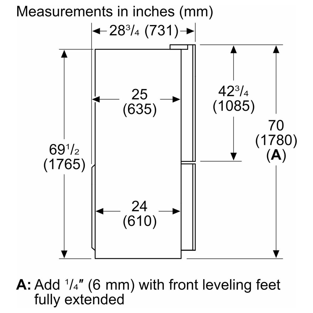 Bosch 100 Series 21.6 Cu. Ft. French Door Bottom Mount Refrigerator in Stainless Steel, , large