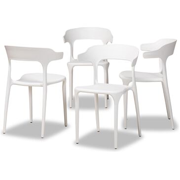Baxton Studio Gould Plastic Dining Chairs in White - Set of 4, , large