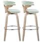 LumiSource Gardenia Swivel Fixed-Height Bar Stool with Light Grey Faux Leather Upholstery in Chrome and Whitewash (Set of 2), , large