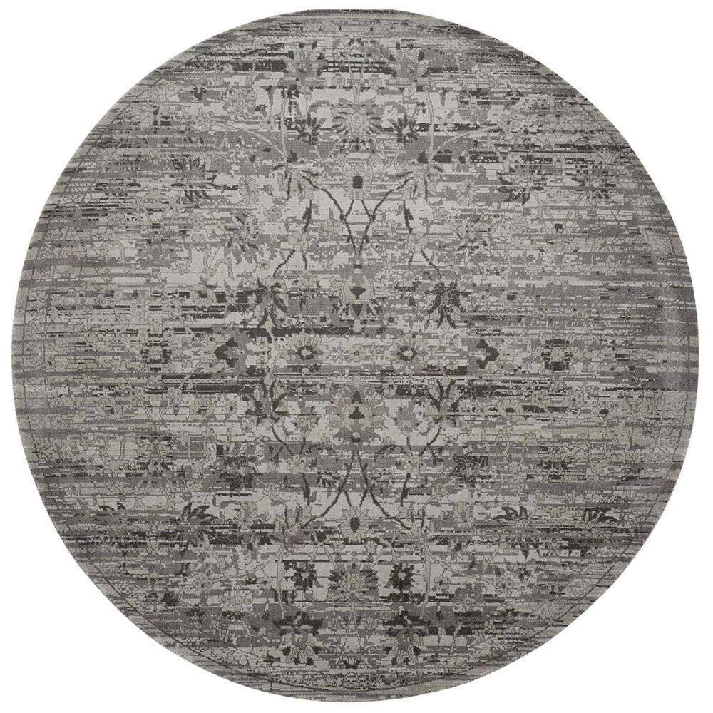 Nourison Twilight TWI01 8" Round Silver Area Rug, , large