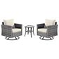 HOMLUX 3-Piece Patio Conversation Set with Square-Arm Swivel Rocking Chairs in Beige, , large