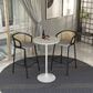 Leisuremod LeisureMod Verve Collection Modern Bar Height Table White Base with 27 Round Light Natural Wood MDF Top, , large
