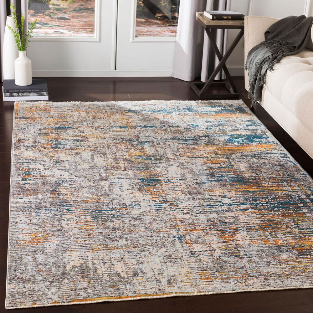 Surya Presidential Blue, Orange, Saffron, Ice Blue, Dusty Sage, Charcoal, Ivory, Wheat, Light Olive and Gray 11&#39;6&quot; x 15&#39;6&quot; Area Rug, , large