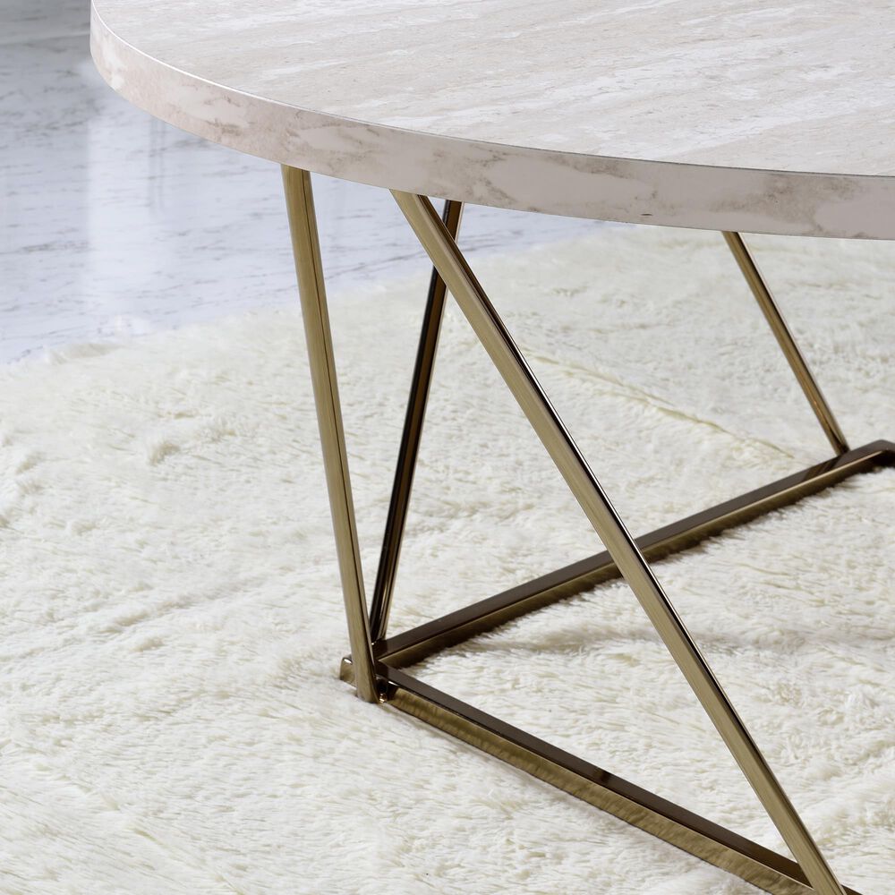 Steve Silver Furniture Rowyn Cocktail Table in White and Copper, , large