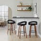 LumiSource Grotto Swivel Bar Stool with Black Faux Leather Upholstery in Walnut Wood and Black (Set of 2), , large
