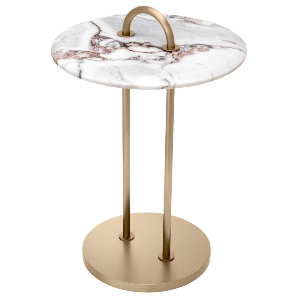 Eichholtz Zappa Side Table in Brushed Brass and White, , large