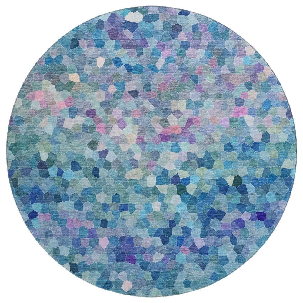 Dalyn Rug Company Kaleidoscope Turquoise 8" Round Indoor/Outdoor Area Rug, , large
