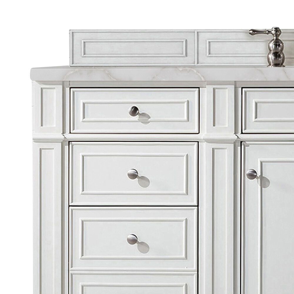 James Martin Vanities Bristol 60" Single Bathroom Vanity in Bright White with 3 cm Eternal Jasmine Pearl Silestone Top, Rectangular Sink and FreePower Wireless Charger, , large