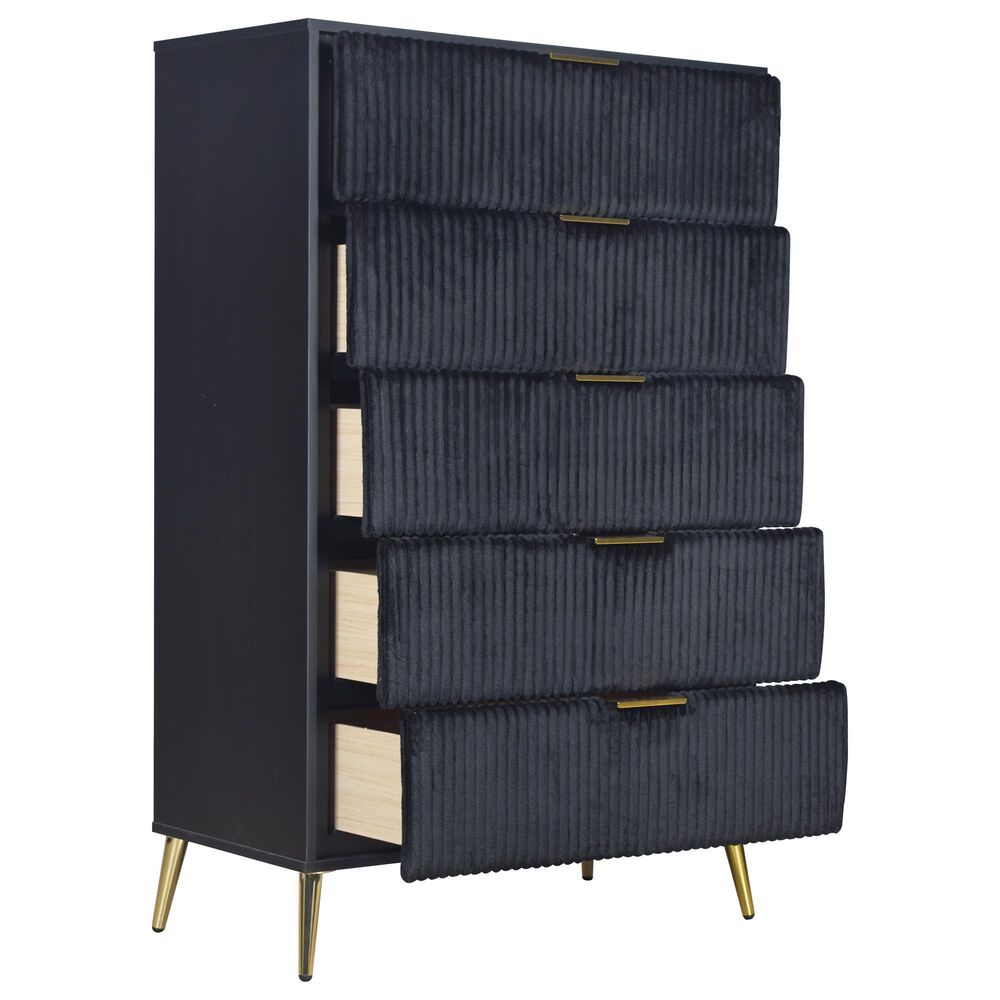 New Heritage Design Kailani 5-Drawer Chest in Black, , large