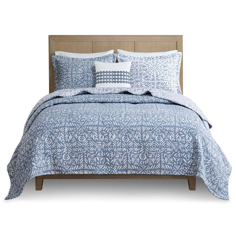 Hampton Park Harmony 4-Piece Queen Quilt Set in Blue and White, , large