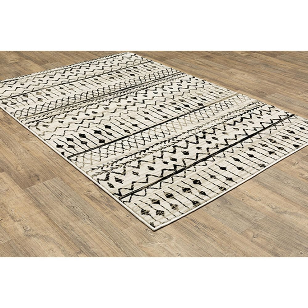 Oriental Weavers Georgia Tribal 8826E 5&#39;3&quot; x 7&#39;3&quot; Ivory and Black Area Rug, , large