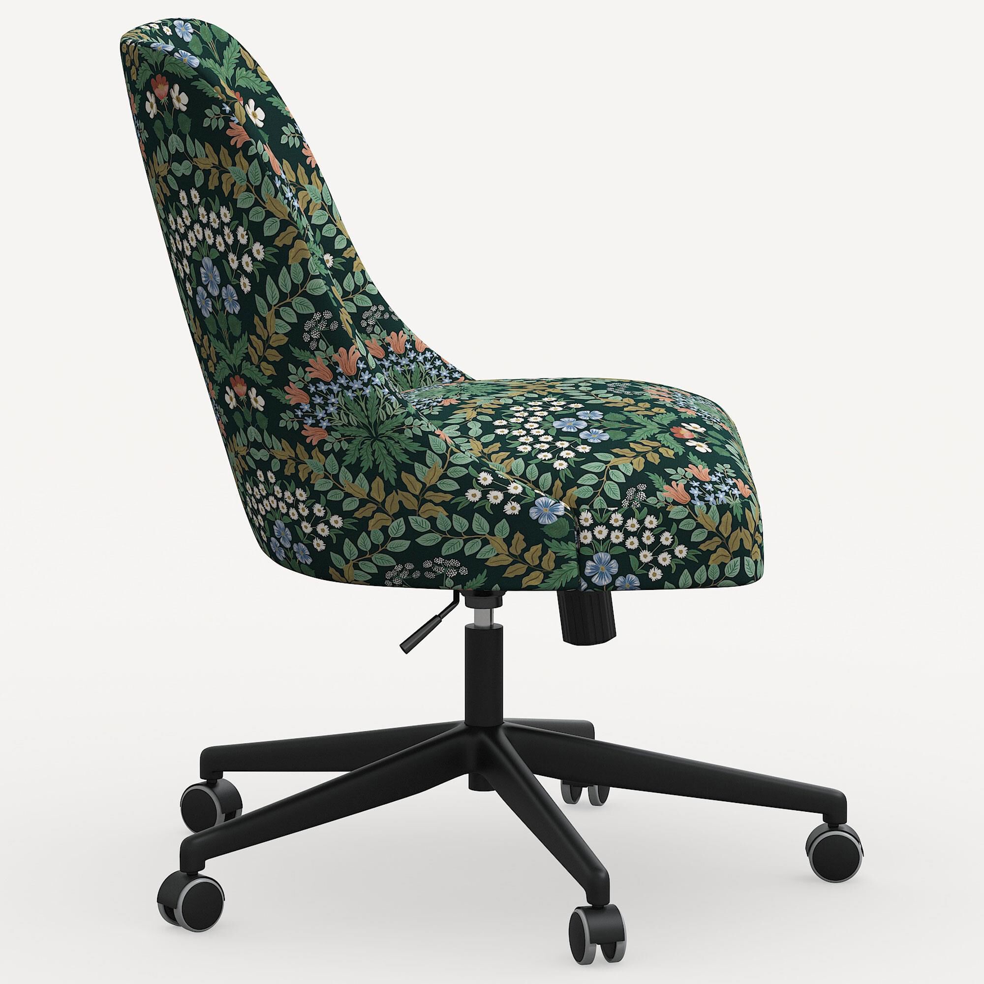 Rifle Paper Co Crafted by Cloth and Company Oxford Office Chair in Bramble Emerald NFM